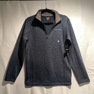 Eddie Bauer Men's Heathered Navy Zip-Up Sweater